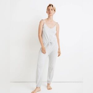 Madewell Knit Pointelle Tie-Strap Pajama Jumpsuit